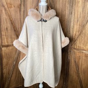P. Luca Faux Fur Lined Wrap. Size XL.